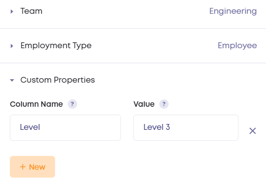 Custom Properties Employee Custom Properties are editable in the employee sidebar, and they're visible as a column in the Hiring Plan List View.